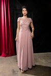 Load image into Gallery viewer, Wholesale Beaded Lace Appliqué Cap Sleeve Illusion Back A-Line Formal Evening Gown by LA2239 - ROSEGOLD - Mother of the Bride Dress LA Merchandise