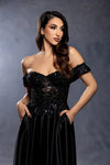 Load image into Gallery viewer, Wholesale Off-Shoulder Sweetheart Beaded Illusion Corset Bodice A-Line Evening Gown by LA2240 - - Long Formal Dresses LA Merchandise
