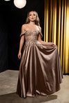 Load image into Gallery viewer, Wholesale Off-Shoulder Sweetheart Beaded Illusion Corset Bodice A-Line Evening Gown by LA2240 - - Long Formal Dresses LA Merchandise