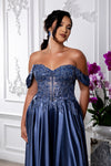 Load image into Gallery viewer, Wholesale Off-Shoulder Sweetheart Beaded Illusion Corset Bodice A-Line Evening Gown by LA2240 - - Long Formal Dresses LA Merchandise