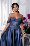 Load image into Gallery viewer, Wholesale Off-Shoulder Sweetheart Beaded Illusion Corset Bodice A-Line Evening Gown by LA2240 - - Long Formal Dresses LA Merchandise