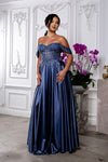 Load image into Gallery viewer, Wholesale Off-Shoulder Sweetheart Beaded Illusion Corset Bodice A-Line Evening Gown by LA2240 - - Long Formal Dresses LA Merchandise