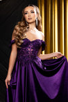 Load image into Gallery viewer, Wholesale Off-Shoulder Sweetheart Beaded Illusion Corset Bodice A-Line Evening Gown by LA2240 - - Long Formal Dresses LA Merchandise