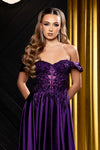 Load image into Gallery viewer, Wholesale Off-Shoulder Sweetheart Beaded Illusion Corset Bodice A-Line Evening Gown by LA2240 - - Long Formal Dresses LA Merchandise
