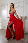 Load image into Gallery viewer, Wholesale Strapless Beaded Corset Evening Gown with High Slit Prom Formal Dress by LA2241