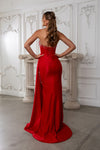 Load image into Gallery viewer, Wholesale Strapless Beaded Corset Evening Gown with High Slit Prom Formal Dress by LA2241