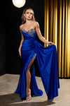 Load image into Gallery viewer, Wholesale Strapless Beaded Corset Evening Gown with High Slit Prom Formal Dress by LA2241