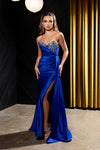 Load image into Gallery viewer, Wholesale Strapless Beaded Corset Evening Gown with High Slit Prom Formal Dress by LA2241