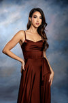 Load image into Gallery viewer, Wholesale Spaghetti Strap Cowl Sweetheart Satin Corset Column Prom Evening Gown by LA2242 - - Long Formal Dresses LA Merchandise
