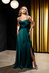 Load image into Gallery viewer, Wholesale Spaghetti Strap Cowl Sweetheart Satin Corset Column Prom Evening Gown by LA2242 - HUNTERGREEN - Long Formal Dresses LA Merchandise