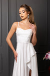Load image into Gallery viewer, Wholesale Spaghetti Strap Sweetheart Satin Corset Column Bridal Wedding Gown with Slit by LA2242