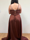 Load image into Gallery viewer, Wholesale Spaghetti Strap Cowl Sweetheart Satin Corset Column Prom Evening Gown by LA2242 - - Long Formal Dresses LA Merchandise