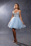 Load image into Gallery viewer, Wholesale Illusion Plunging Sweetheart Rhinestone Beaded Bodice A-Line Homecoming Dress by LA2243 - BABYBLUE - Short Dress LA Merchandise
