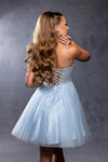 Load image into Gallery viewer, Wholesale Illusion Plunging Sweetheart Rhinestone Beaded Bodice A-Line Homecoming Dress by LA2243 - - Short Dress LA Merchandise