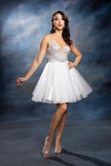 Load image into Gallery viewer, Wholesale Illusion Plunging Sweetheart Rhinestone Beaded Bodice A-Line Homecoming Dress by LA2243 - IVORY - Short Dress LA Merchandise