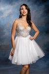 Load image into Gallery viewer, Wholesale Illusion Plunging Sweetheart Rhinestone Beaded Bodice A-Line Homecoming Dress by LA2243 - - Short Dress LA Merchandise