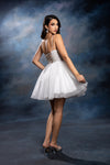 Load image into Gallery viewer, Wholesale Illusion Plunging Sweetheart Rhinestone Beaded Bodice A-Line Homecoming Dress by LA2243 - - Short Dress LA Merchandise