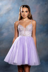 Load image into Gallery viewer, Wholesale Illusion Plunging Sweetheart Rhinestone Beaded Bodice A-Line Homecoming Dress by LA2243 - - Short Dress LA Merchandise