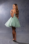 Load image into Gallery viewer, Wholesale Illusion Plunging Sweetheart Rhinestone Beaded Bodice A-Line Homecoming Dress by LA2243 - - Short Dress LA Merchandise