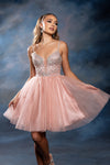 Load image into Gallery viewer, Wholesale Illusion Plunging Sweetheart Rhinestone Beaded Bodice A-Line Homecoming Dress by LA2243 - - Short Dress LA Merchandise