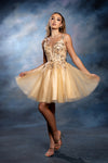 Load image into Gallery viewer, Wholesale Plunging Illusion V-Neck Floral Embroidered Bodice A-Line Homecoming Dress by LA2246 - - Short Dress LA Merchandise