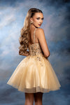 Load image into Gallery viewer, Wholesale Plunging Illusion V-Neck Floral Embroidered Bodice A-Line Homecoming Dress by LA2246 - - Short Dress LA Merchandise