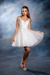 Load image into Gallery viewer, Wholesale Plunging Illusion V-Neck Floral Embroidered Bodice A-Line Homecoming Dress by LA2246 - - Short Dress LA Merchandise