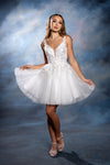 Load image into Gallery viewer, Wholesale Plunging Illusion V-Neck Floral Embroidered Bodice A-Line Homecoming Dress by LA2246 - - Short Dress LA Merchandise