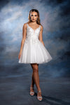 Load image into Gallery viewer, Wholesale Plunging Illusion V-Neck Floral Embroidered Bodice A-Line Homecoming Dress by LA2246 - IVORY - Short Dress LA Merchandise