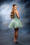 Load image into Gallery viewer, Wholesale Plunging Illusion V-Neck Floral Embroidered Bodice A-Line Homecoming Dress by LA2246 - - Short Dress LA Merchandise