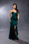 Load image into Gallery viewer, Wholesale Strapless Sweetheart Ruched Bodice Mermaid Prom Evening Gown with Ruffle Slit by LA2247 - HUNTERGREEN - Long Formal Dresses LA Merchandise