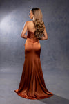 Load image into Gallery viewer, Wholesale Strapless Sweetheart Ruched Bodice Mermaid Prom Evening Gown with Ruffle Slit by LA2247 - - Long Formal Dresses LA Merchandise