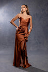 Load image into Gallery viewer, Wholesale Strapless Sweetheart Ruched Bodice Mermaid Prom Evening Gown with Ruffle Slit by LA2247 - - Long Formal Dresses LA Merchandise