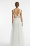 Load image into Gallery viewer, Wholesale Deep V-Neck Lace Strap A-Line Bridal Wedding Gown with Floral Lace Appliqué by LA2253 - - Wedding Dress LA Merchandise
