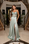 Cargar imagen en el visor de la galería, LA2256 Wholesale Sweetheart Beaded Illusion Corset A-Line Prom Evening Gown with Lace-Up Back - SAGE - Long Formal Dresses LA Merchandise