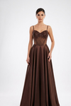 Load image into Gallery viewer, Wholesale Sweetheart Beaded Illusion Corset A-Line Prom Evening Gown with Lace-Up Back by LA2256 - CHOCOLATE - Long Formal Dresses LA Merchandise