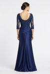 Load image into Gallery viewer, Wholesale Sequined Lace Sheer Sleeve Sheath Mother of the Bride Gown with Satin Skirt by LA2257