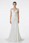 Load image into Gallery viewer, LA2258 Wholesale Off-Shoulder Lace Applique Mermaid Wedding Dress with Corset Back &amp; Satin