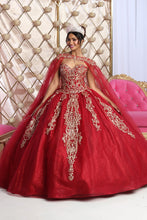 Load image into Gallery viewer, LA Merchandise LA230 Glitter Gold Beaded Quince Prom Gown - BURGUNDY GOLD - LA Merchandise