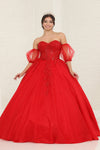 Load image into Gallery viewer, LA Merchandise LA237 Corset Floral Sequin Applique Prom Ball Gown - RED - LA Merchandise