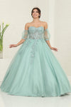 Load image into Gallery viewer, LA Merchandise LA237 Corset Floral Sequin Applique Prom Ball Gown - SAGE - LA Merchandise