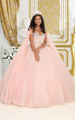 La Merchandise LA238 Blush Quince Off Shoulder Corset Ball Gowns - BLUSH - LA Merchnadise