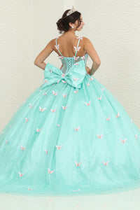LA Merchandise LA239 Butterfly Sheer Glitter Corset Ball Gown with Bow - - LA Merchandise