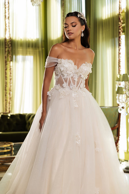 Wholesale Wedding Dress Off Shoulder Sequin Sweet 16 Gown By LA244