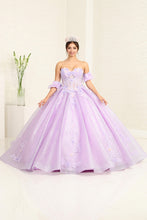 Load image into Gallery viewer, LA Merchandise LA245 Floral Applique Sheer Glitter Quinceanera Gown - LILAC - LA Merchandise