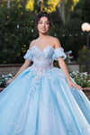 Load image into Gallery viewer, LA Merchandise LA245 Floral Applique Sheer Glitter Quinceanera Gown