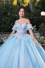 Load image into Gallery viewer, LA Merchandise LA245 Floral Applique Sheer Glitter Quinceanera Gown