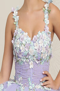 LA Merchandise LA249 Sleeveless Floral Lilac Multi Quince Gown - - LA Merchandise