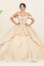 Load image into Gallery viewer, LA Merchandise LA250 Floral Beaded Tiered Quinceanera Gown - CHAMPAGNE - LA Merchandise