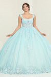 Load image into Gallery viewer, LA Merchandise LA253 Tiffany/BlueNude Floral Lace Quince Gown - TIFFANY BLUE NUDE - LA Merchandise
